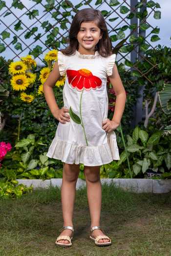 Littlecheer Floral Embroidered Dress 