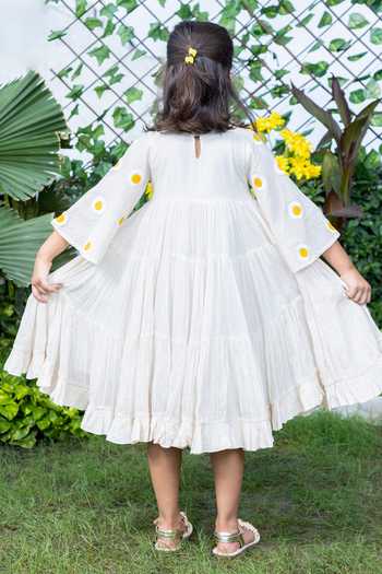 Littlecheer Sunflower Embroidered Tiered Dress  