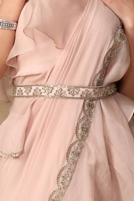 Buy_Ridhi Mehra_Pink Sequins Embellished Waist Belt_Online_at_Aza_Fashions