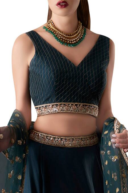 Shop Avvantikaa S Parwani Green Dupion Embroidered Lehenga Set at Aza Fashions Shop_Avvantikaa S Parwani_Green Dupion Embroidered Lehenga Set_at_Aza_Fashions