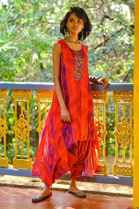 Enech Printed Kurta & Draped Pant Set 