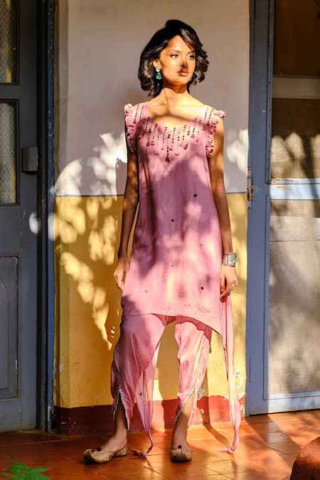 Enech Embellished Kurta & Draped Pant Set 