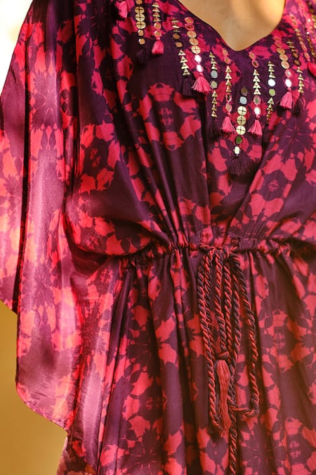 Shop Enech Purple Silk Modal V Neck Printed Kurta And Palazzo Set at Aza Fashions Shop_Enech_Purple Silk Modal V Neck Printed Kurta And Palazzo Set _at_Aza_Fashions