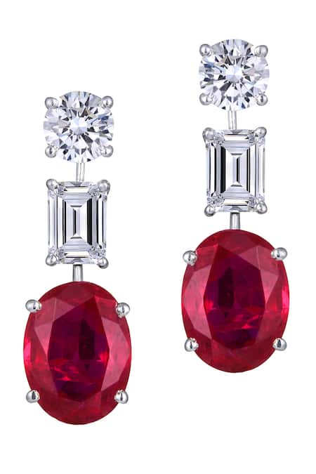 DIOSA PARIS JEWELLERY Silver Plated Swarovski Zirconia Geometric Danglers 