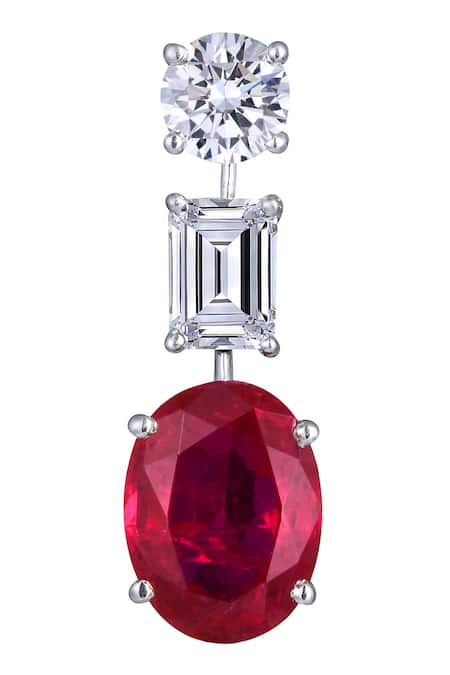 Shop DIOSA PARIS JEWELLERY Silver Plated Swarovski Zirconia Geometric Danglers at Aza Fashions Shop_DIOSA PARIS JEWELLERY_Silver Plated Swarovski Zirconia Geometric Danglers _at_Aza_Fashions