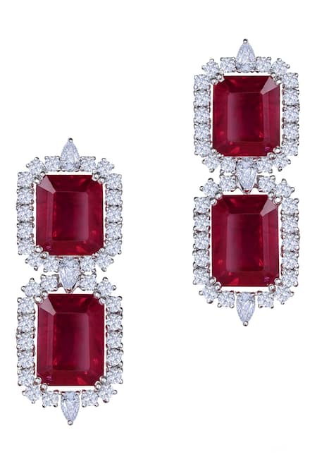 DIOSA PARIS JEWELLERY Silver Plated Swarovski Zirconia Geometric Danglers 