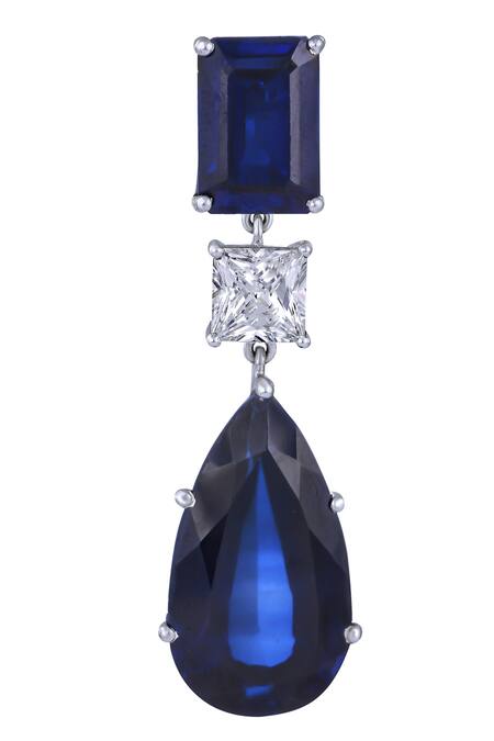 Shop DIOSA PARIS JEWELLERY Silver Plated Swarovski Zirconia Geometric Danglers at Aza Fashions Shop_DIOSA PARIS JEWELLERY_Silver Plated Swarovski Zirconia Geometric Danglers _at_Aza_Fashions