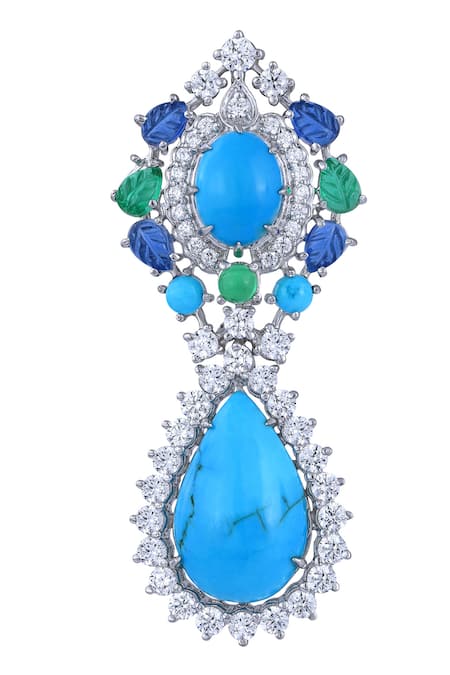 Shop DIOSA PARIS JEWELLERY Silver Plated Swarovski Zirconia Stone Tear Drop Danglers at Aza Fashions Shop_DIOSA PARIS JEWELLERY_Silver Plated Swarovski Zirconia Stone Tear Drop Danglers _at_Aza_Fashions