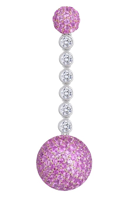 Shop DIOSA PARIS JEWELLERY Silver Plated Swarovski Zirconia Circular Danglers at Aza Fashions Shop_DIOSA PARIS JEWELLERY_Silver Plated Swarovski Zirconia Circular Danglers _at_Aza_Fashions