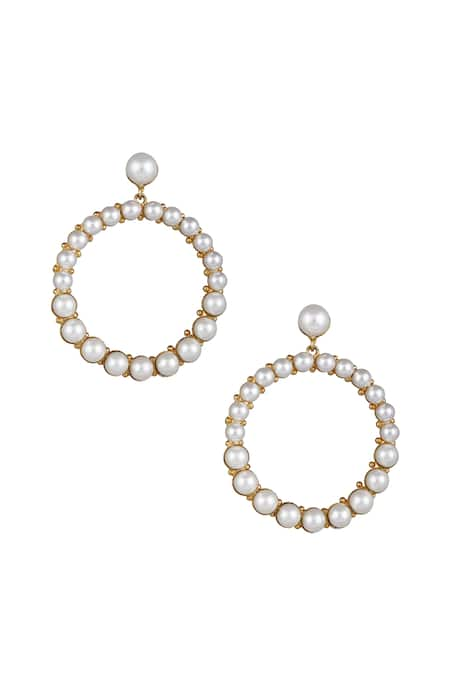 Raya by Vijeta R Pearl Studded Hoops 