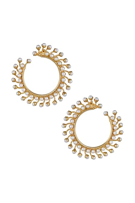 Raya by Vijeta R Pearl Studded Hoops 