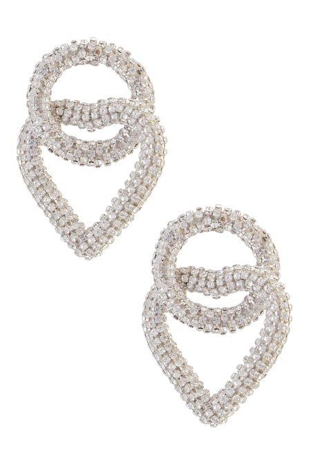 Vtg Swarovski Pave Crystal Heart Shape Clip On Earrings Swan Signed Gold  Tone | eBay