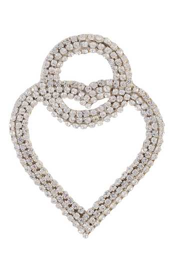 Shop Raya By Vijeta R Silver Plated Crystal Heartful Statement Earrings at Aza Fashions Shop_Raya By Vijeta R_Silver Plated Crystal Heartful Statement Earrings _at_Aza_Fashions