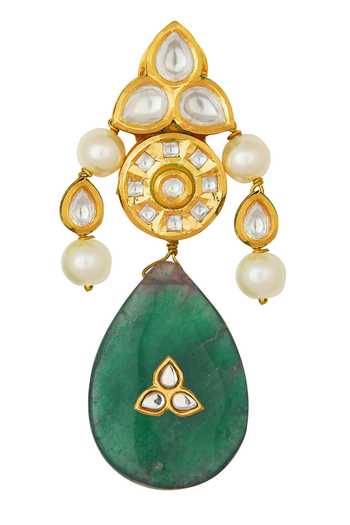 Joules by Radhika_Gold Plated Kundan Stone Drop Danglers_Online_at_Aza_Fashions