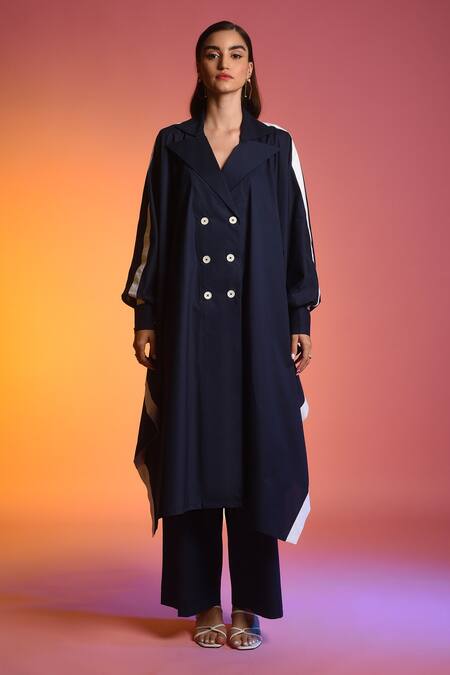 Buy Echostudio Blue Cotton Lapel Collar Kaftan Top Online at Aza Fashions Buy_Echostudio_Blue Cotton Lapel Collar Kaftan Top _Online_at_Aza_Fashions