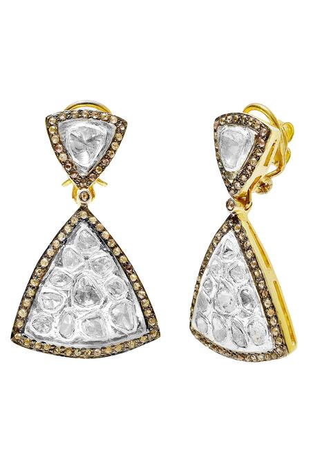 The Alchemy Studio_Black Diamonds, Stones Triangle Uncut Danglers _Online_at_Aza_Fashions