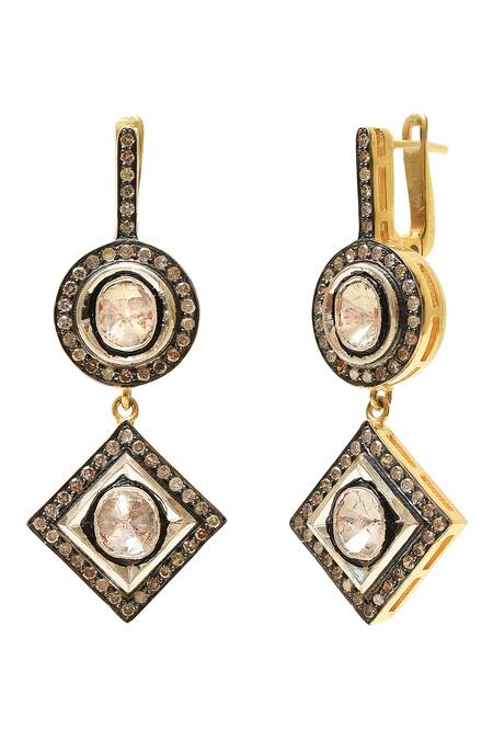 The Alchemy Studio_Black Diamonds Geometric Uncut Danglers _Online_at_Aza_Fashions