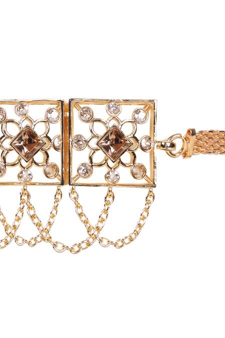 Esme By Aashna Dalmia Gold Plated Crystal Geometric Choker Online at Aza Fashions Esme By Aashna Dalmia_Gold Plated Crystal Geometric Choker _Online_at_Aza_Fashions