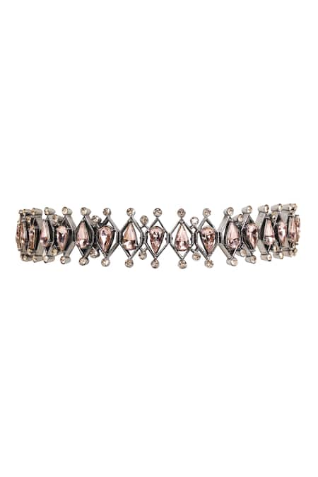 Esme By Aashna Dalmia Silver Plated Artificial Stones Crystal Teardrop Choker 