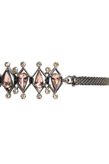 Esme By Aashna Dalmia_Silver Plated Artificial Stones Crystal Teardrop Choker _Online_at_Aza_Fashions