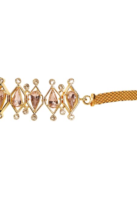 Esme By Aashna Dalmia_Gold Plated Crystal Teardrop Choker _Online_at_Aza_Fashions