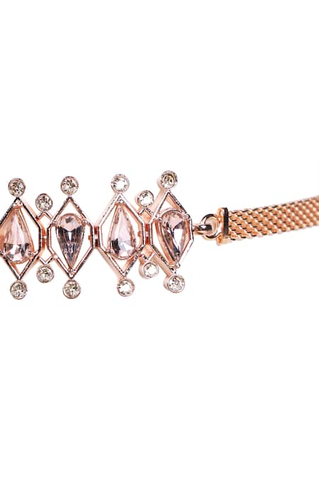 Shop_Esme By Aashna Dalmia_Gold Plated Crystal Teardrop Choker _Online_at_Aza_Fashions