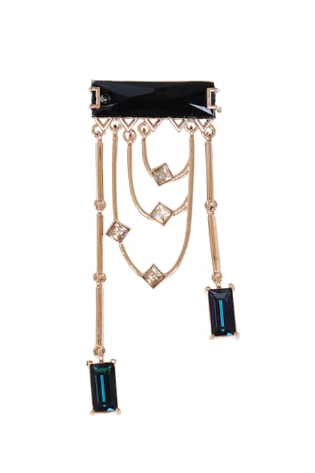 Shop Esme By Aashna Dalmia Gold Plated Embellished Crystal Chain Danglers at Aza Fashions Shop_Esme By Aashna Dalmia_Gold Plated Embellished Crystal Chain Danglers _at_Aza_Fashions