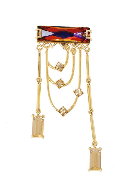 Esme By Aashna Dalmia Gold Plated Embellished Crystal Chain Danglers Online at Aza Fashions Esme By Aashna Dalmia_Gold Plated Embellished Crystal Chain Danglers _Online_at_Aza_Fashions