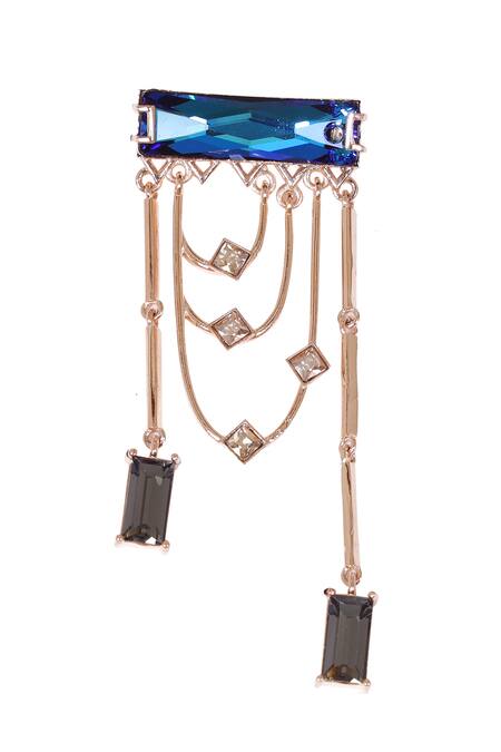 Shop Esme By Aashna Dalmia Gold Plated Embellished Crystal Chain Danglers at Aza Fashions Shop_Esme By Aashna Dalmia_Gold Plated Embellished Crystal Chain Danglers _at_Aza_Fashions