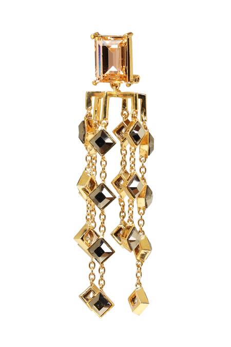 Shop Esme By Aashna Dalmia Gold Plated Embellished Crystal Geometric Chandeliers at Aza Fashions Shop_Esme By Aashna Dalmia_Gold Plated Embellished Crystal Geometric Chandeliers _at_Aza_Fashions