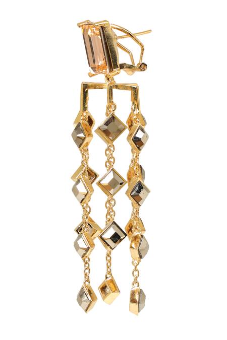 Esme By Aashna Dalmia Gold Plated Embellished Crystal Geometric Chandeliers Online at Aza Fashions Esme By Aashna Dalmia_Gold Plated Embellished Crystal Geometric Chandeliers _Online_at_Aza_Fashions