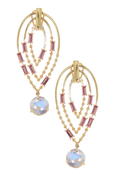 Esme by Aashna Dalmia Gold Plated Crystal Cutwork Danglers 