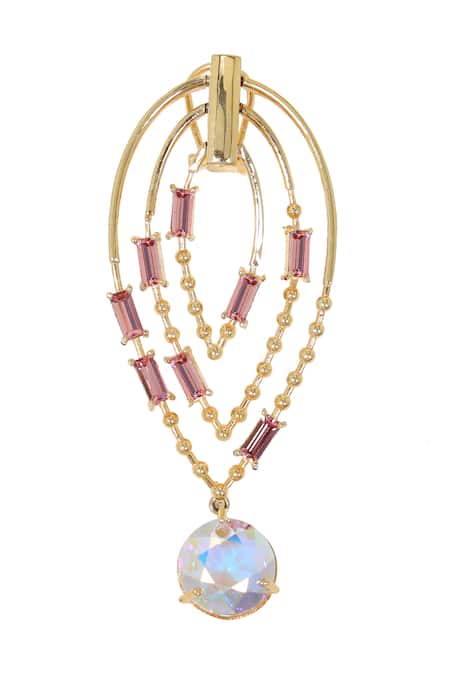 Shop Esme By Aashna Dalmia Gold Plated Crystal Cutwork Danglers at Aza Fashions Shop_Esme By Aashna Dalmia_Gold Plated Crystal Cutwork Danglers _at_Aza_Fashions