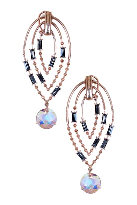 Esme By Aashna Dalmia Gold Plated Embellished Crystal Cutwork Danglers 