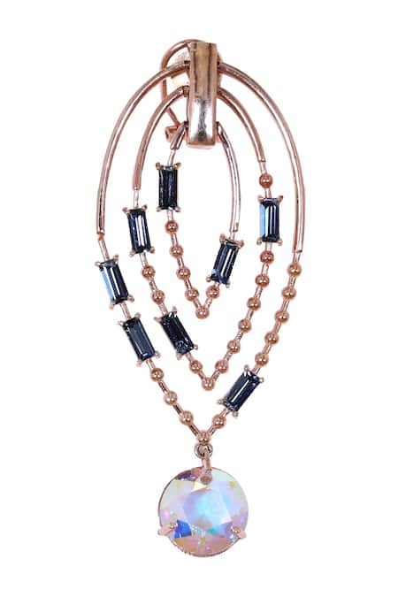 Esme By Aashna Dalmia Gold Plated Embellished Crystal Cutwork Danglers Online at Aza Fashions Esme By Aashna Dalmia_Gold Plated Embellished Crystal Cutwork Danglers _Online_at_Aza_Fashions