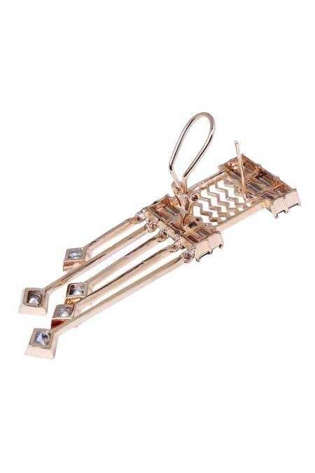 Buy_Esme By Aashna Dalmia_Gold Plated Embellished Crystal Geometric Danglers _Online_at_Aza_Fashions