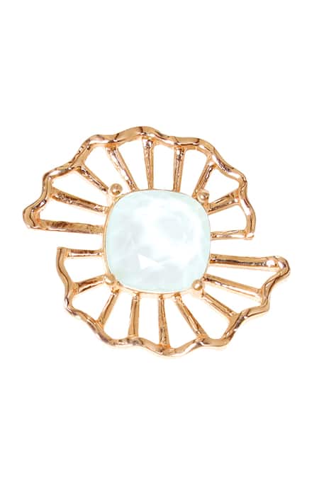 Esme By Aashna Dalmia_Gold Plated Crystal Floral Stud Earrings _Online_at_Aza_Fashions