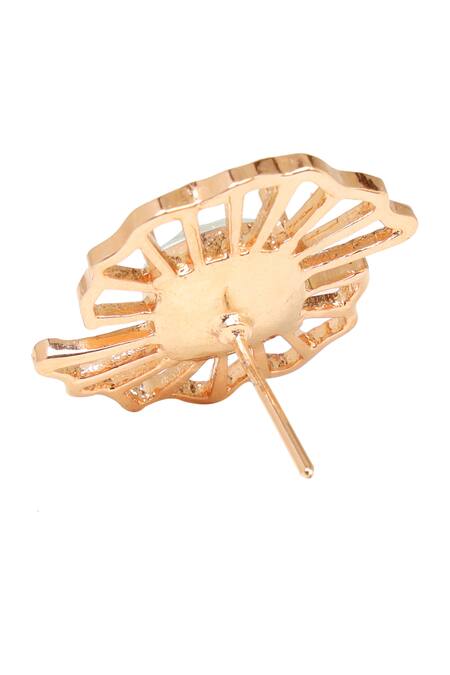 Esme By Aashna Dalmia_Gold Plated Crystal Floral Stud Earrings _at_Aza_Fashions