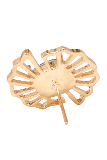 Buy_Esme By Aashna Dalmia_Gold Plated Crystal Floral Stud Earrings _Online_at_Aza_Fashions