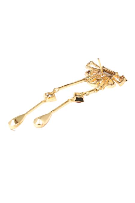 Buy_Esme By Aashna Dalmia_Gold Plated Embellished Crystal Floral Danglers_Online_at_Aza_Fashions