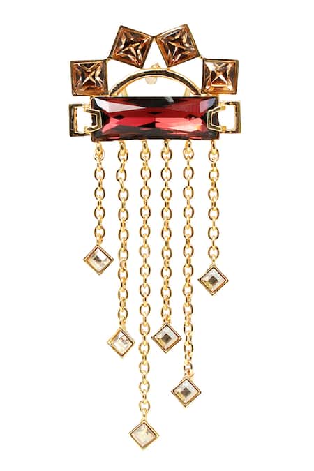 Esme By Aashna Dalmia Gold Plated Embellished Geometric Chain Danglers Online at Aza Fashions Esme By Aashna Dalmia_Gold Plated Embellished Geometric Chain Danglers _Online_at_Aza_Fashions