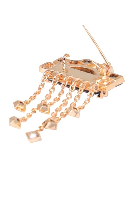 Buy_Esme By Aashna Dalmia_Gold Plated Embellished Geometric Chain Danglers _Online_at_Aza_Fashions