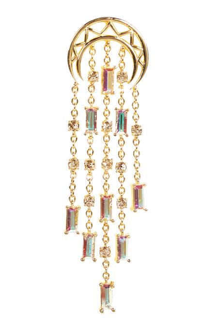 Esme By Aashna Dalmia_Gold Plated Crystal Tiered Danglers_Online_at_Aza_Fashions
