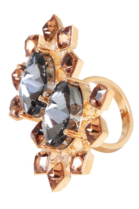 Esme By Aashna Dalmia_Gold Plated Crystal Ring _Online_at_Aza_Fashions