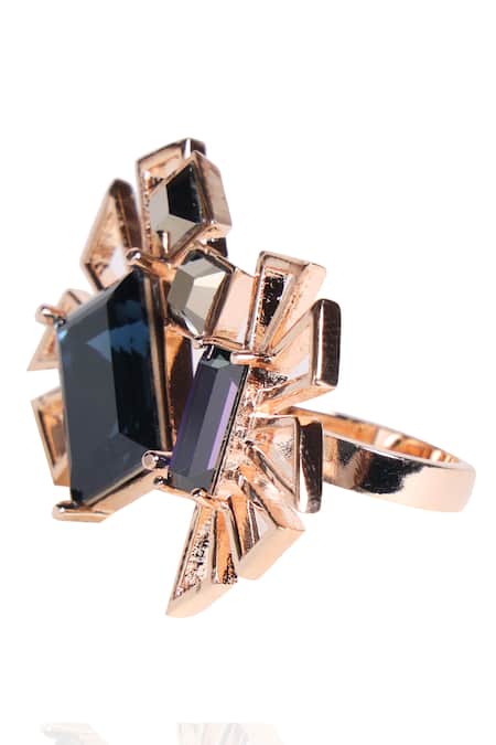 Shop Esme By Aashna Dalmia Silver Plated Crystal Geometric Ring at Aza Fashions Shop_Esme By Aashna Dalmia_Silver Plated Crystal Geometric Ring _at_Aza_Fashions