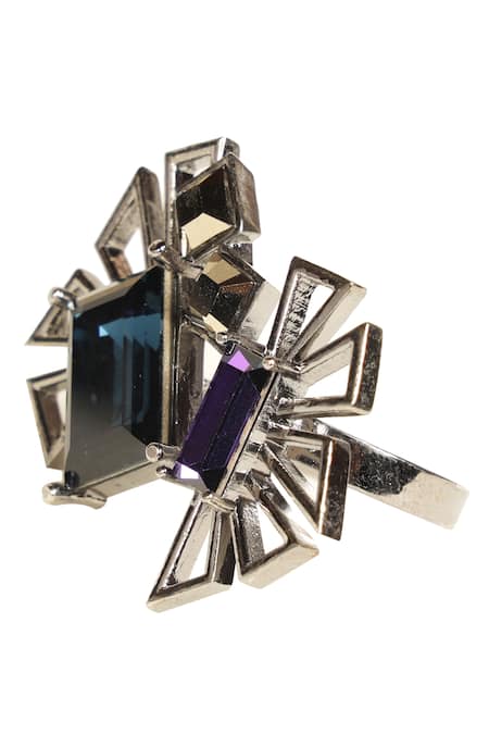 Shop Esme By Aashna Dalmia Gold Plated Crystal Geometric Ring at Aza Fashions Shop_Esme By Aashna Dalmia_Gold Plated Crystal Geometric Ring _at_Aza_Fashions