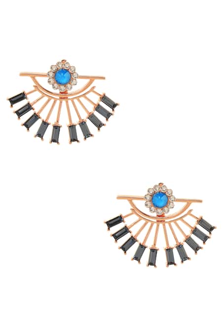 Esme By Aashna Dalmia Blue Stones Detachable Evil Eye Earrings 