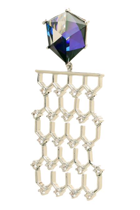 Shop Esme By Aashna Dalmia Blue Stones Honeycomb Shaped Danglers Online at Aza Fashions Shop_Esme By Aashna Dalmia_Blue Stones Honeycomb Shaped Danglers _Online_at_Aza_Fashions