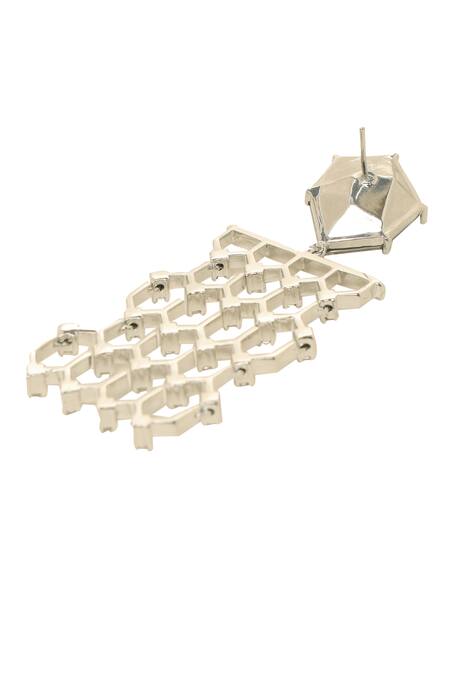 Esme By Aashna Dalmia Blue Stones Honeycomb Shaped Danglers at Aza Fashions Esme By Aashna Dalmia_Blue Stones Honeycomb Shaped Danglers _at_Aza_Fashions