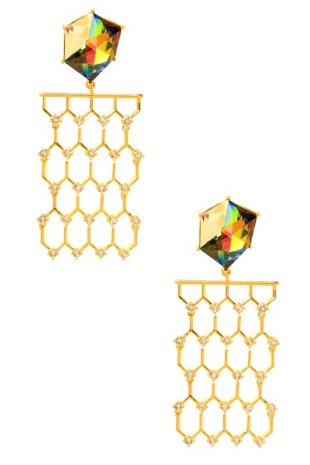 Esme by Aashna Dalmia Honeycomb Shaped Danglers 